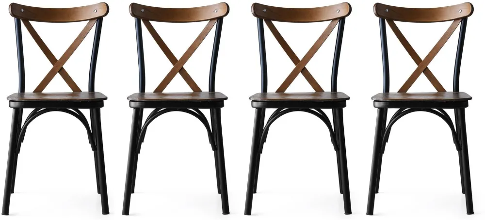 Set scaune (4 piese) Hanah Home Ahşap Ekol - 261 V4, Nuc