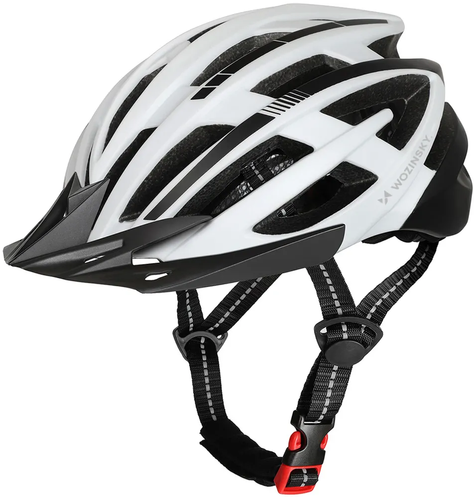 Wozinsky MTB Bike Helmet with Removable Visor and Rear USB Light M - Black and White