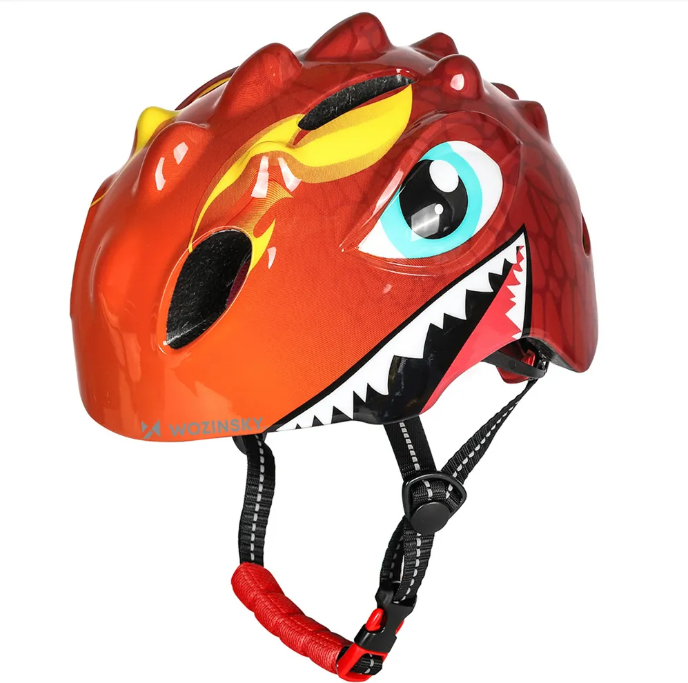 Wozinsky Children's Bicycle Helmet, Dragon Pattern, Lightweight, S - Red