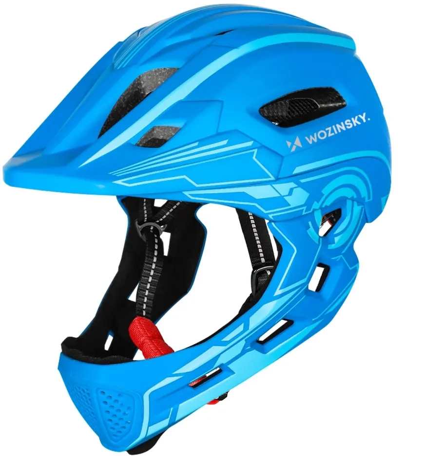 Wozinsky Kids Full Face Bike Helmet with USB Rear Light S - Blue
