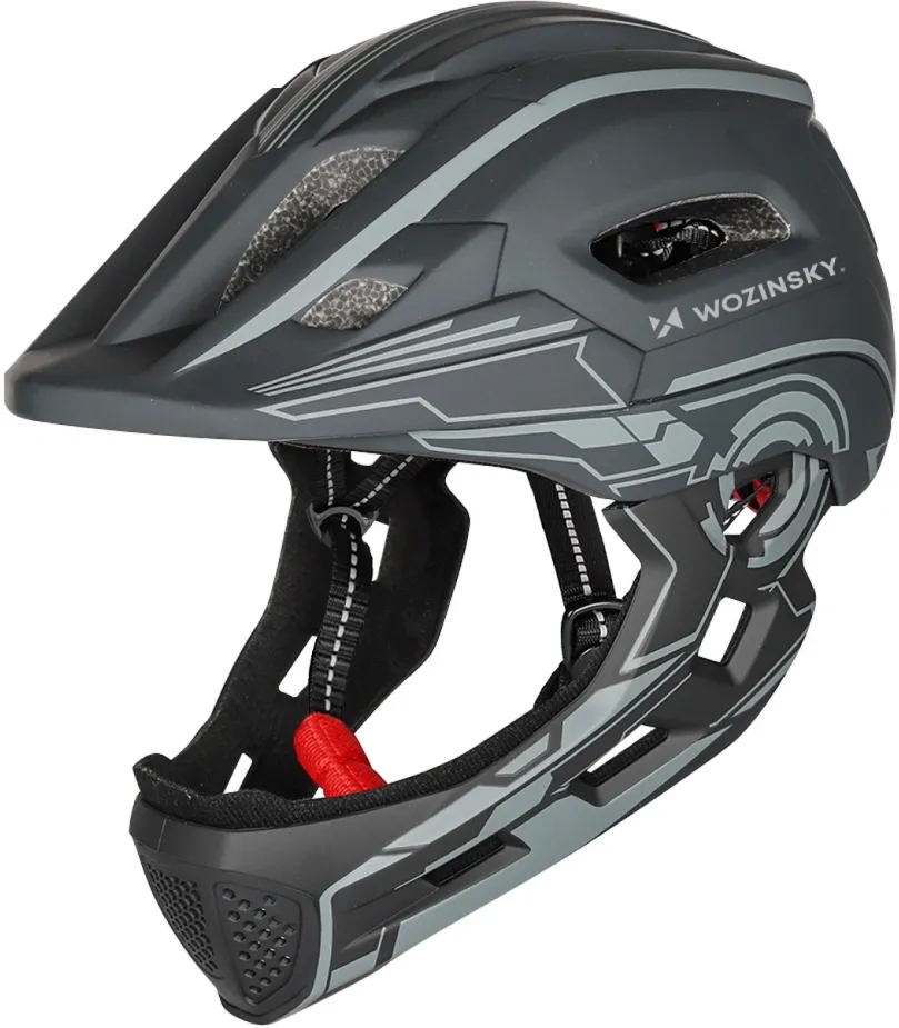Wozinsky Kids' Full Face Bike Helmet with USB Rear Light S - Gray