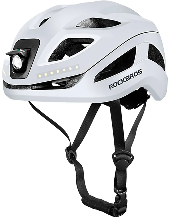 Rockbros ZK-077 Bicycle Helmet with Integrated Multi-Directional Lighting 57-61 cm - White