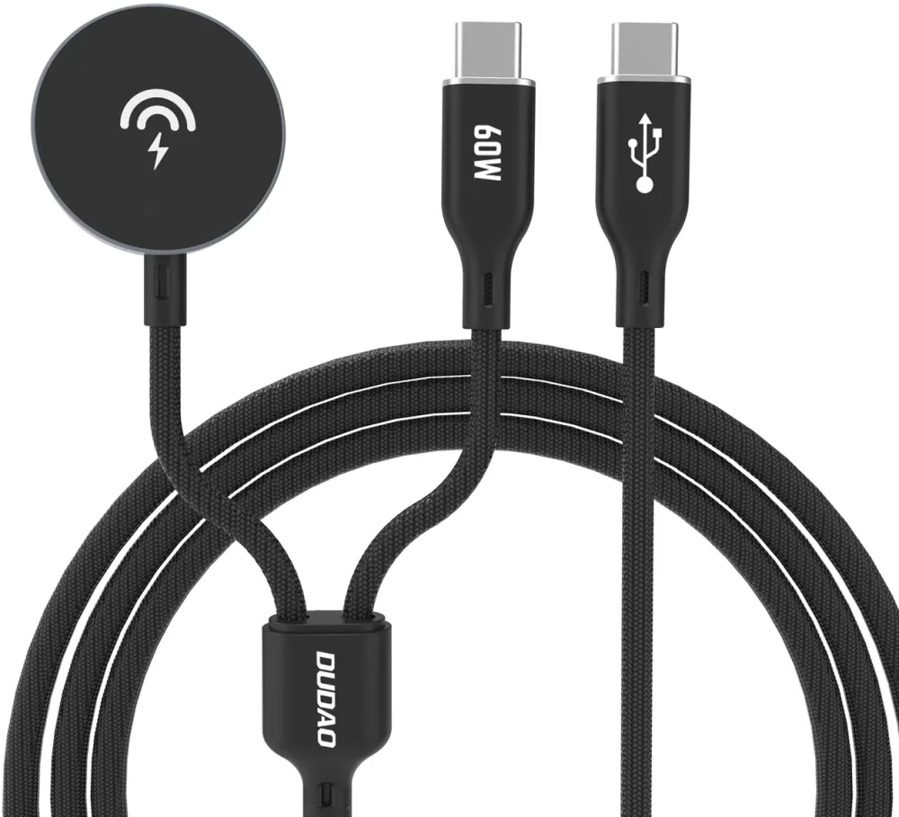 Dudao A12MaxC PD60W 2-in-1 Charger for Apple Watch / USB-C 1.2m - Black