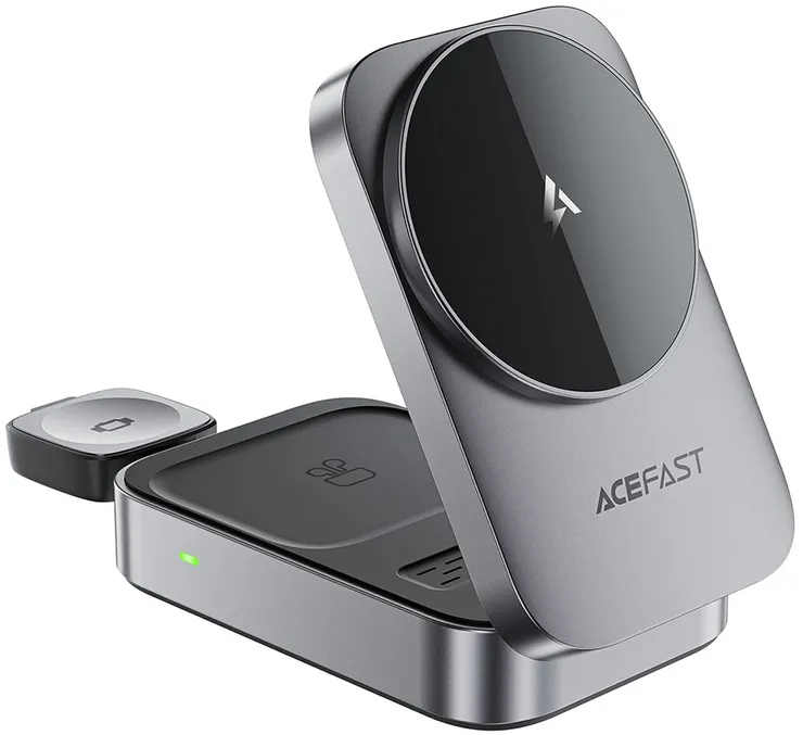 Acefast E22 3-in-1 Wireless Inductive Charging Station, MagSafe Compatible - Gray