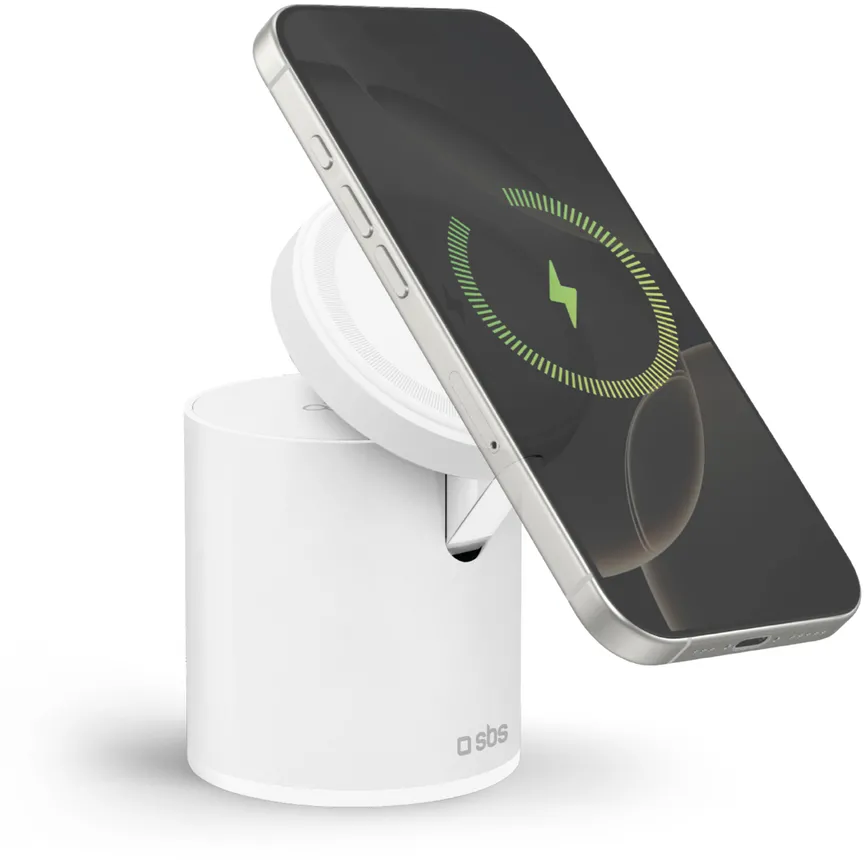 SBS 2-in-1 Wireless Magnetic Charging Station - White