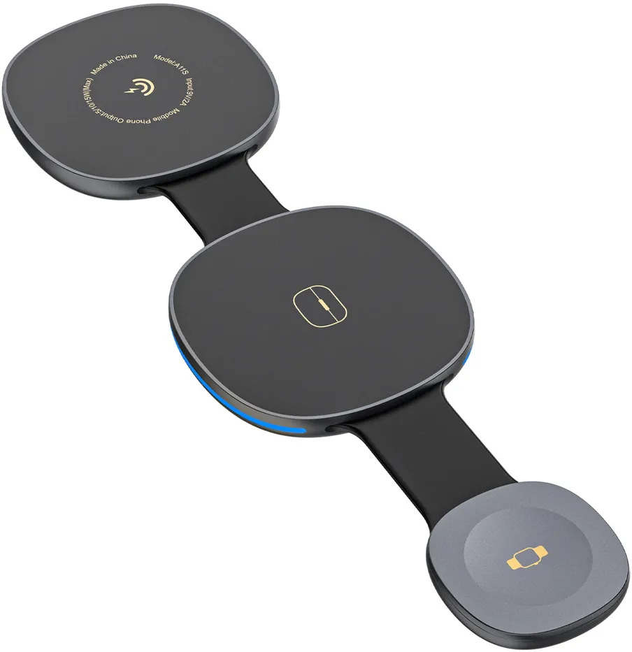 Dudao A11S 3-in-1 Wireless Charger Compatible with MagSafe Smartphone Smartwatch Headphones - Black