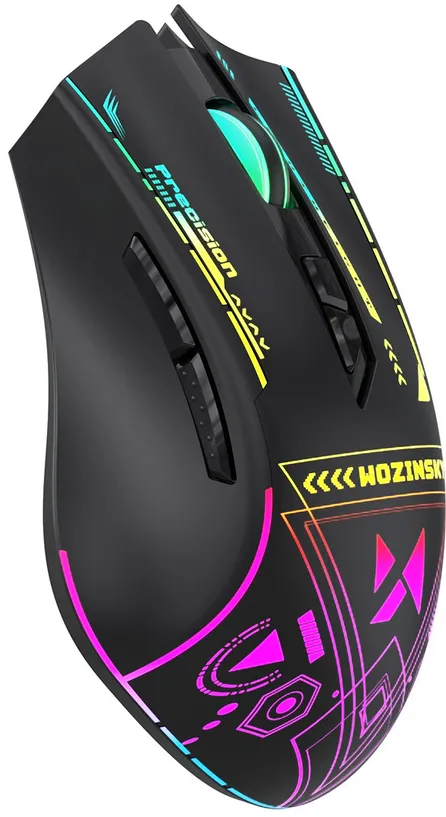 Wozinsky WMGB-3200 Wireless Optical Gaming Mouse with Built-in Rechargeable Battery 3200 DPI with RGB Lighting - Black