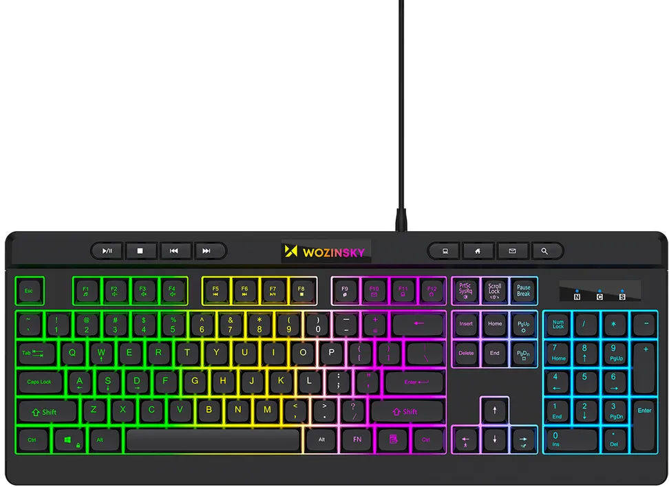 Wozinsky WKG-1044 Wired Backlit Membrane Gaming Keyboard - Black