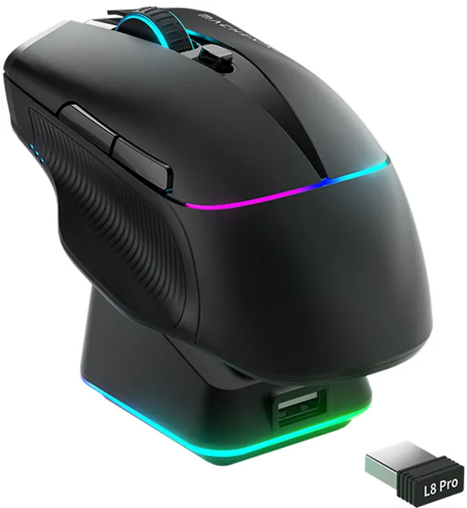 Machenike L8 Pro Wireless Gaming Mouse with Charging Station - Black