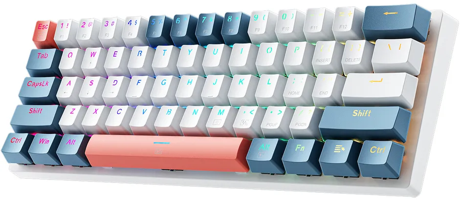Machenike K500-B61 Wired Mechanical Gaming Keyboard with Backlight, Red Switch - White and Blue