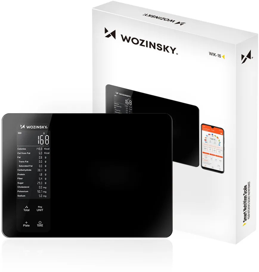 Wozinsky WIK-16 Smart Kitchen Scale with Digital Display, Bluetooth App - Black