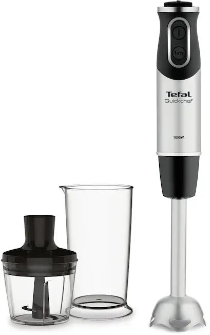 Mixer vertical Tefal QuickChef HB659838, 1000W, 20 de viteze, Functie Turbo, Picior pasator din metal, Pahar gradat 800 ml, Argintiu