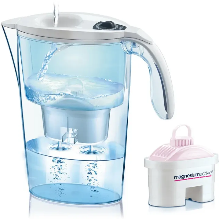 Cana filtranta de apa Laica Stream, 2.3 L, + 1 cartus filtrant Bi-flux Magneziu Activ, alb