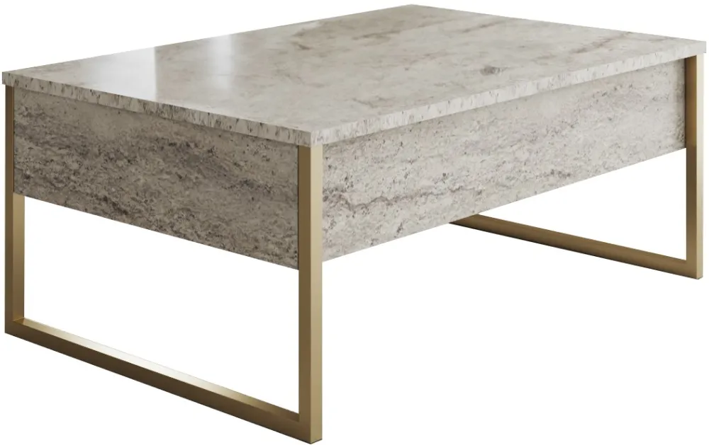 Măsuță de cafea Hanah Home Luxe, Travertin / Auriu