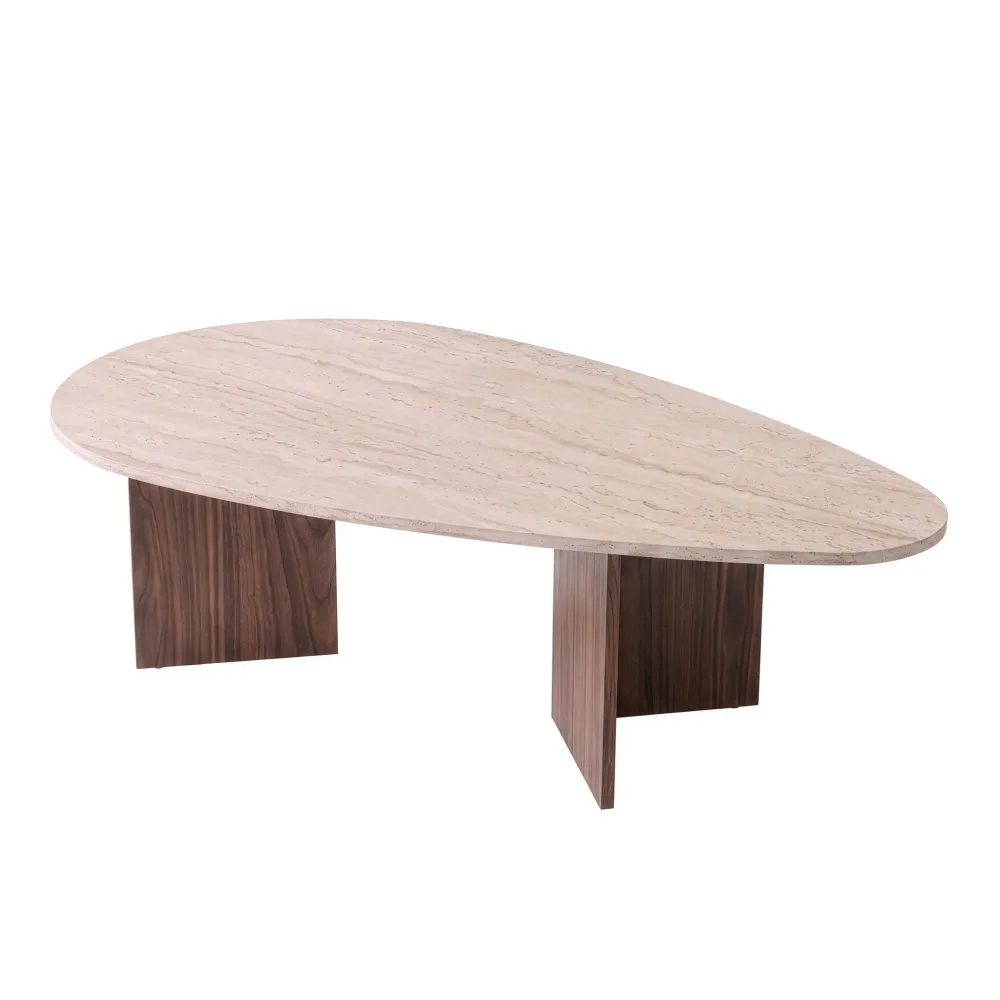 Măsuță de cafea Hanah Home Flap, Travertin / Nuc Milano