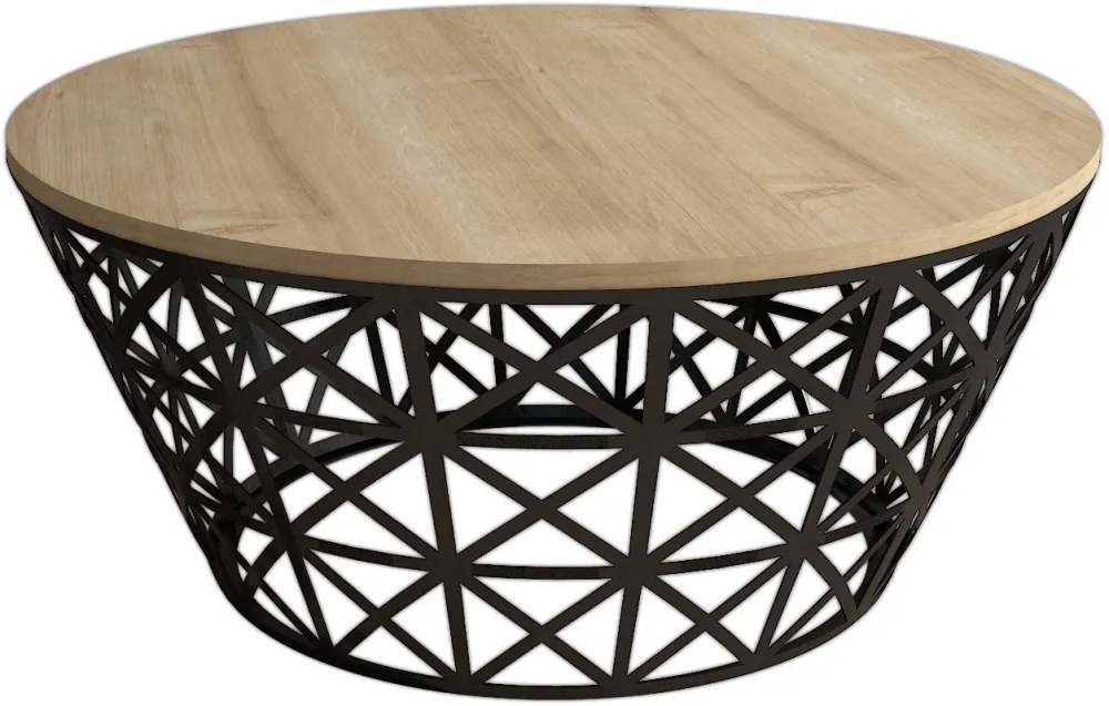 Măsuță de cafea Hanah Home Stil Metal Ferforje - Oak, Stejar / Negru