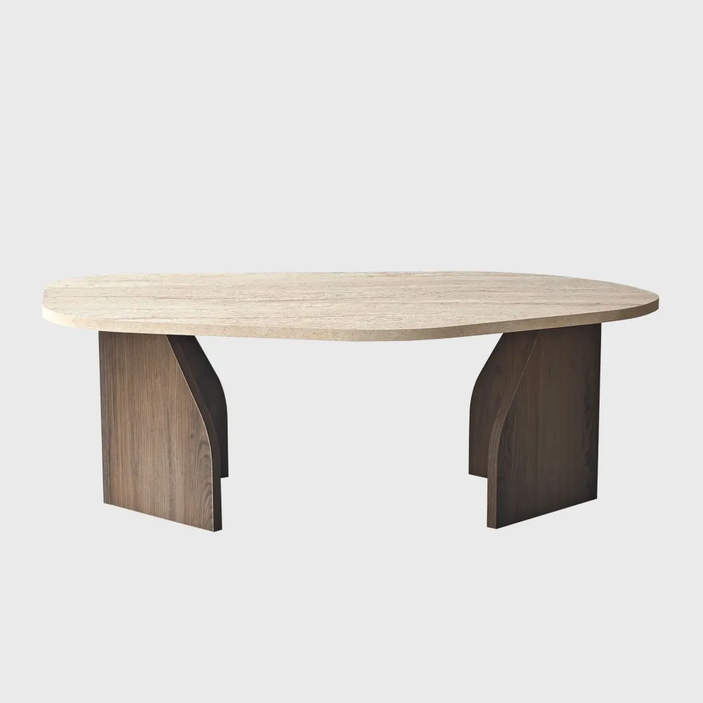 Măsuță de cafea Hanah Home Rock, Travertin / Nuc