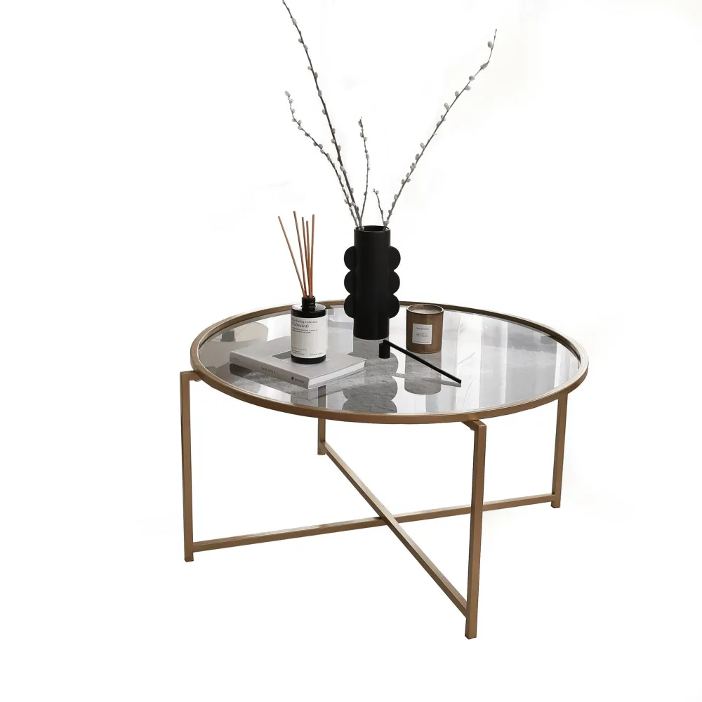 Măsuță de cafea Hanah Home Gold Sun S404F, Auriu / Fumuriu