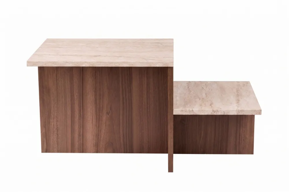 Măsuță de cafea Hanah Home Harmony, Travertin / Nuc Venezia
