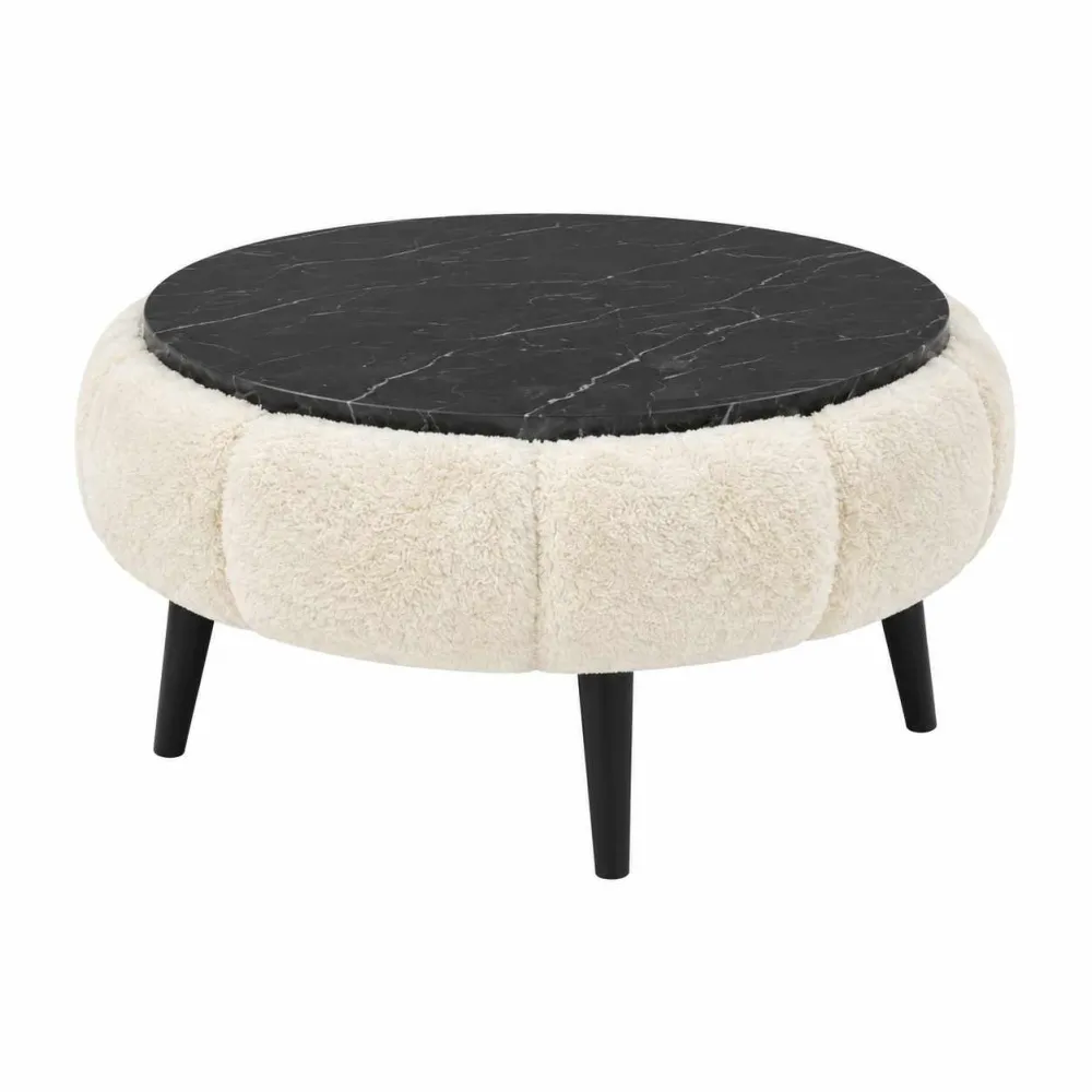 Măsuță de cafea Atelier Del Sofa Papatya 60, Crem / Marmură neagră