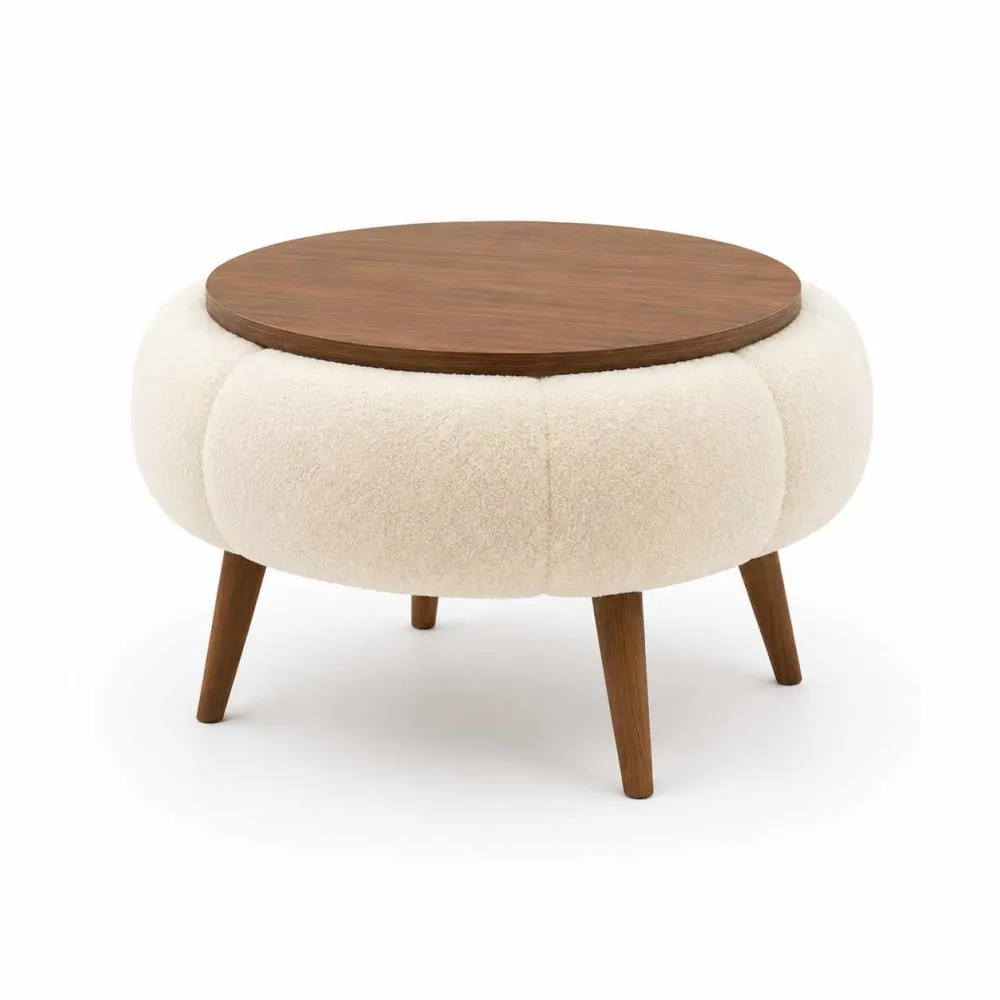 Măsuță de cafea Atelier Del Sofa Papatya 60, Crem / Nuc