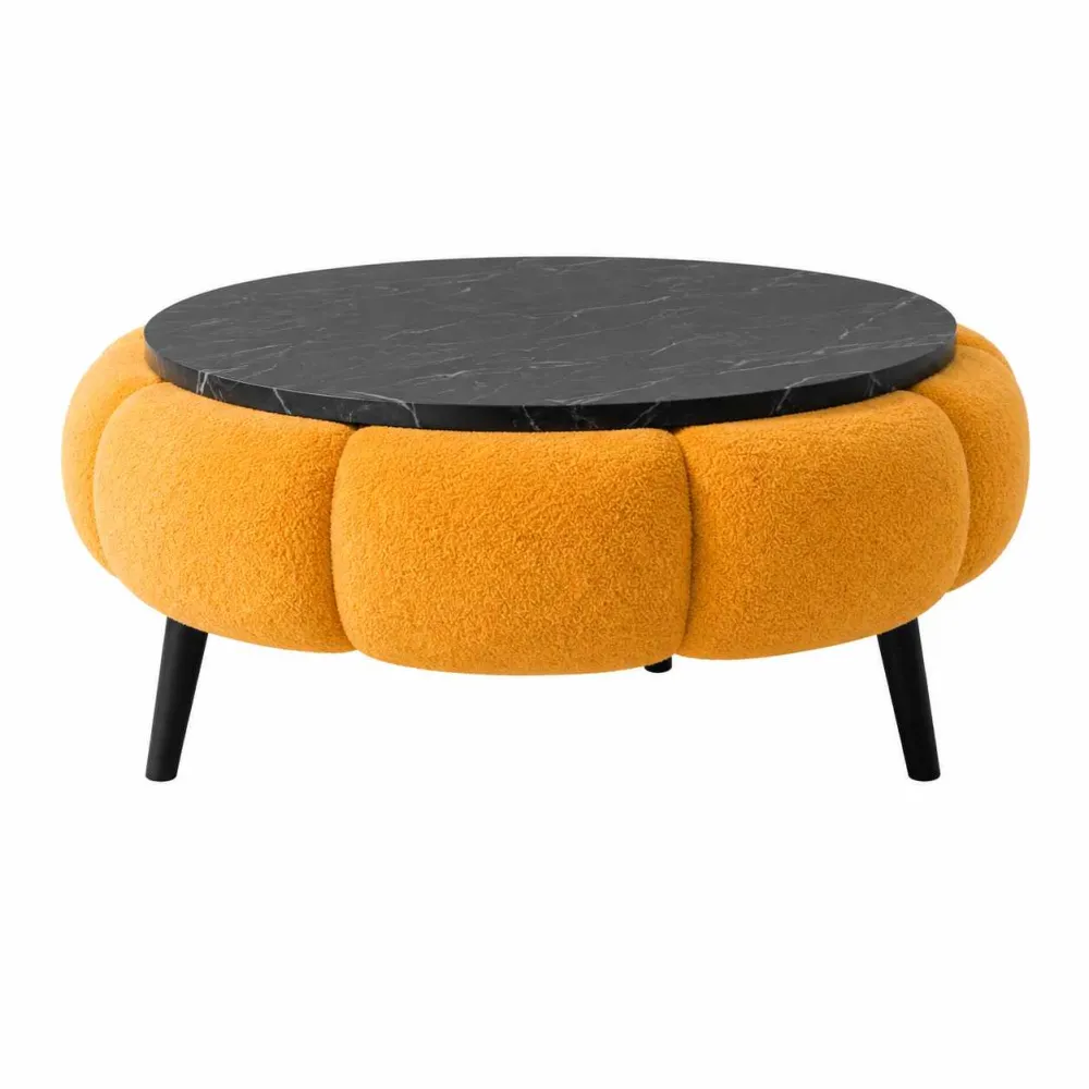 Măsuță de cafea Atelier Del Sofa Papatya 60, Portocaliu / Marmură neagră