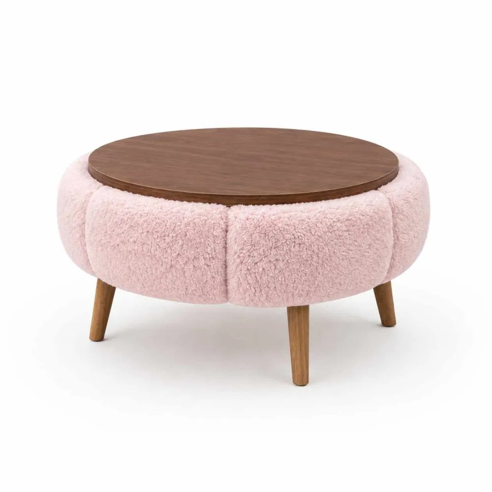 Măsuță de cafea Atelier Del Sofa Papatya 60, Roz / Nuc