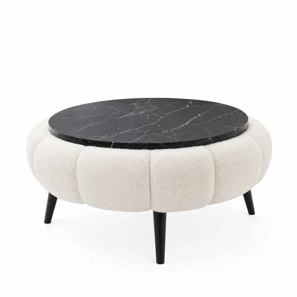 Măsuță de cafea Atelier Del Sofa Papatya 60, Alb / Marmură neagră