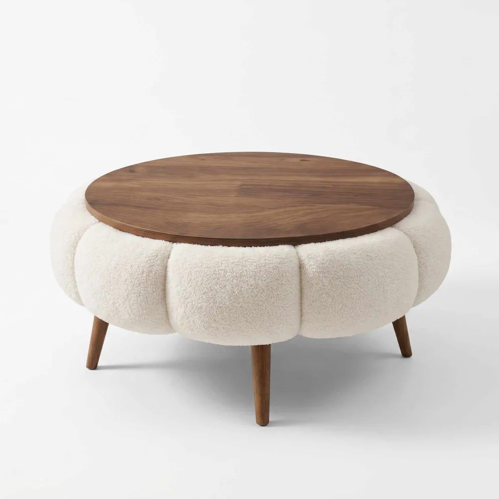 Măsuță de cafea Atelier Del Sofa Papatya 60, Alb / Nuc