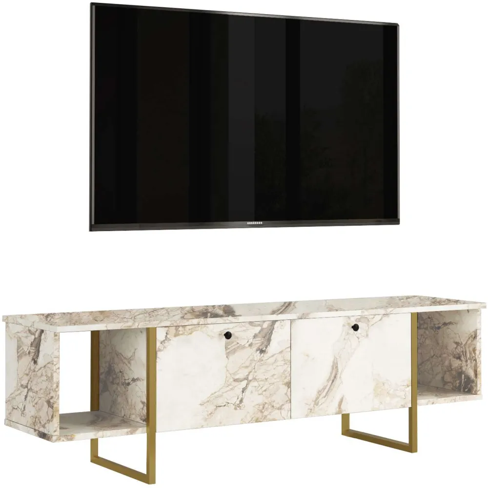 Comodă TV Hanah Home Vg30-Ge, Alb / Auriu