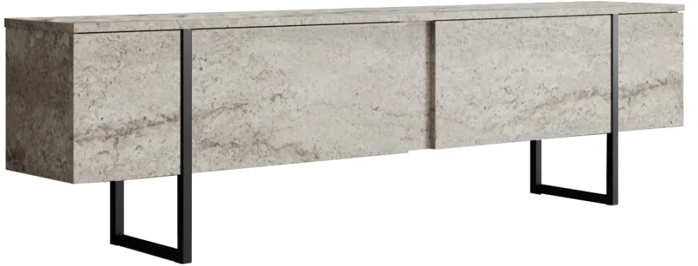 Comodă TV Hanah Home Luxe, Travertin / Negru