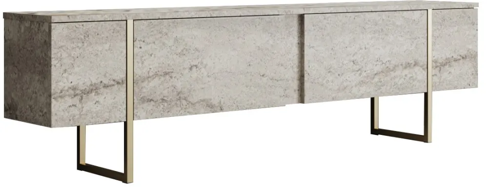 Comodă TV Hanah Home Luxe, Travertin / Auriu