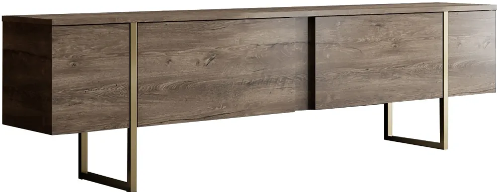 Comodă TV Hanah Home Luxe, Nuc / Auriu