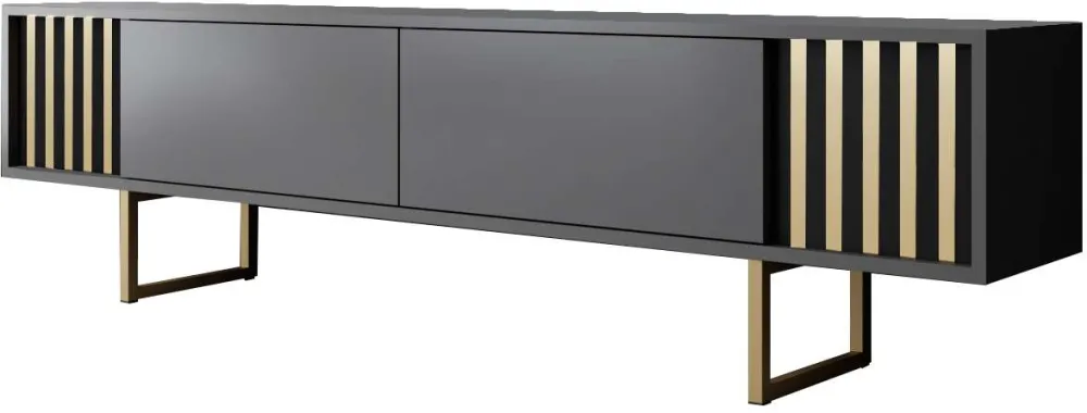 Comodă TV Hanah Home Gold Line, Antracit / Auriu