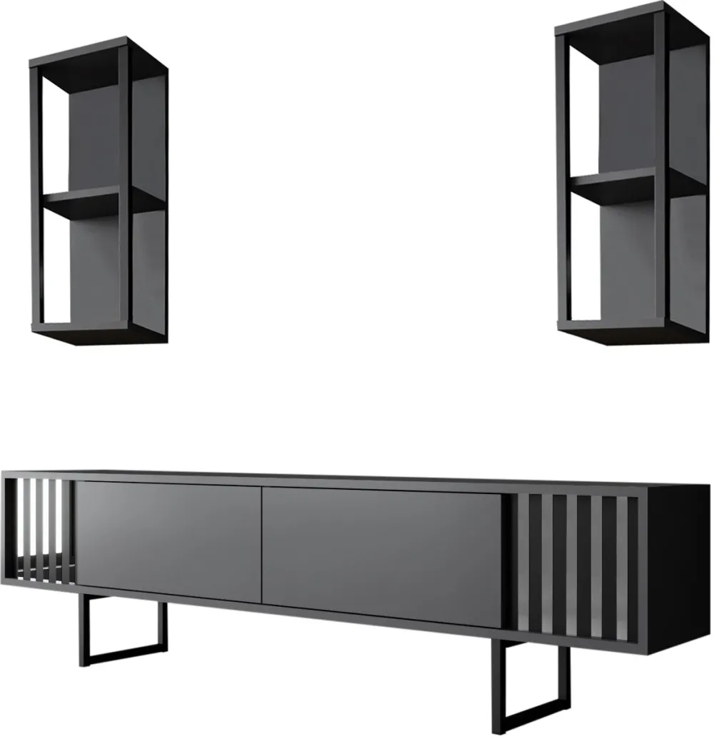 Ansamblu TV Hanah Home Chrome Line, Antracit / Negru