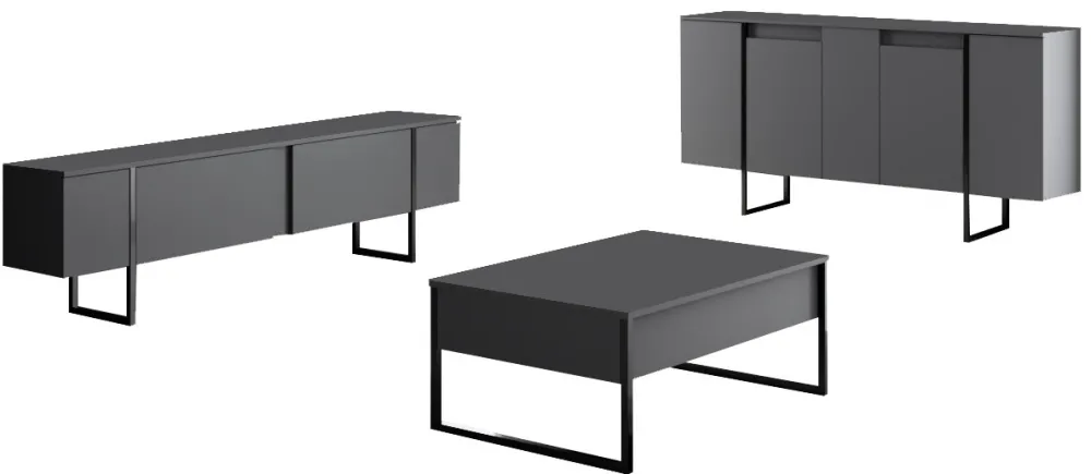 Set mobilier living Hanah Home Luxe, Antracit / Negru