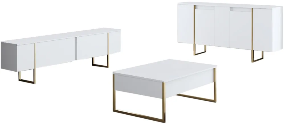 Set mobilier living Hanah Home Luxe, Alb / Auriu