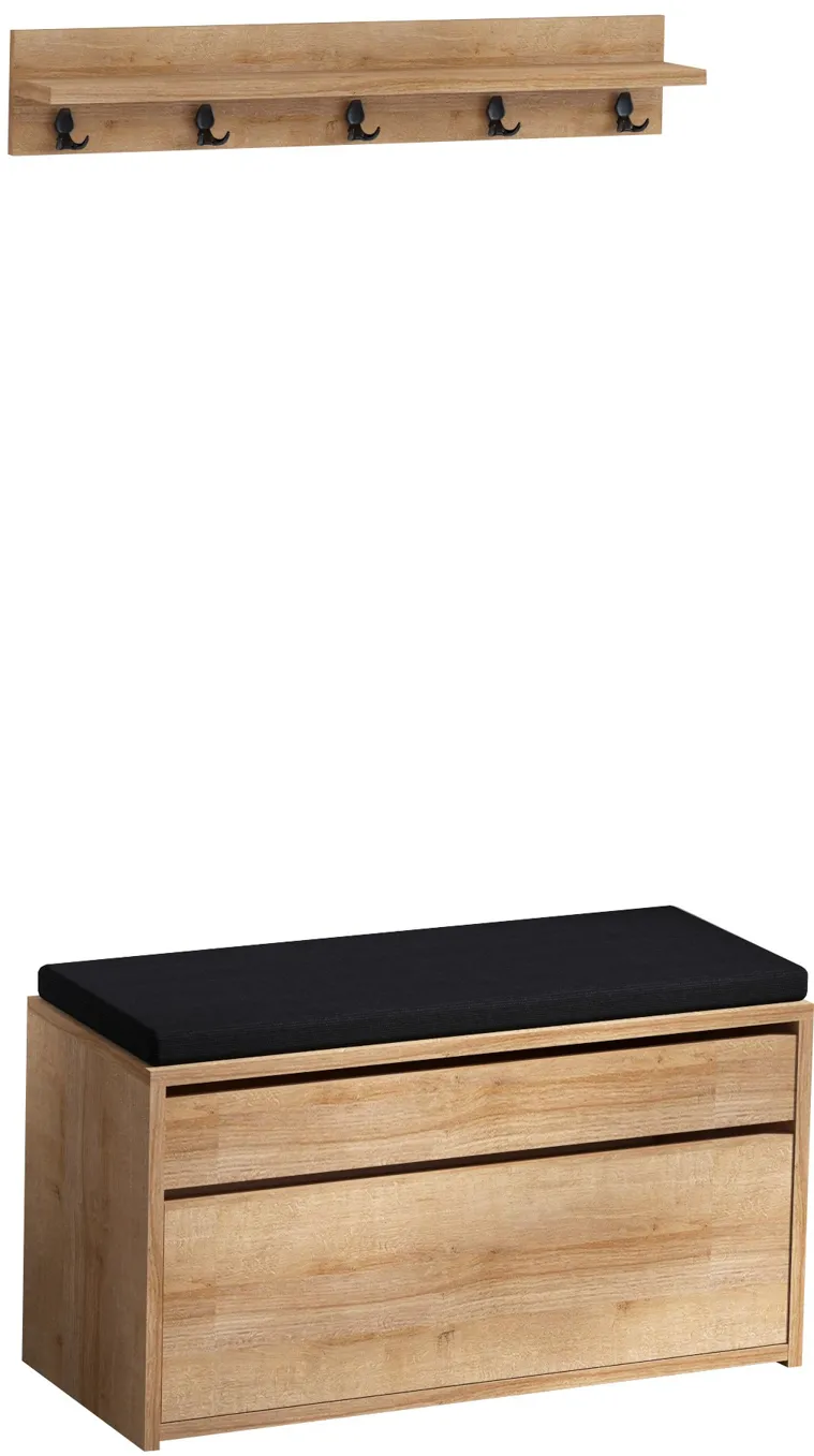 Cuier de hol Hanah Home Boby, Stejar / Negru