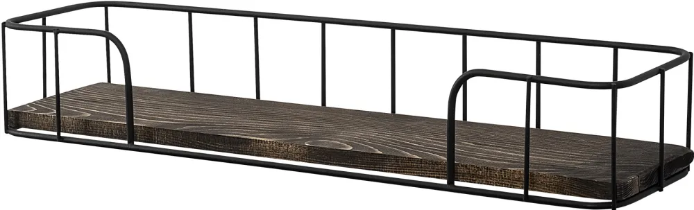 Raft de perete Hanah Home Syringa, Negru / Nuc închis