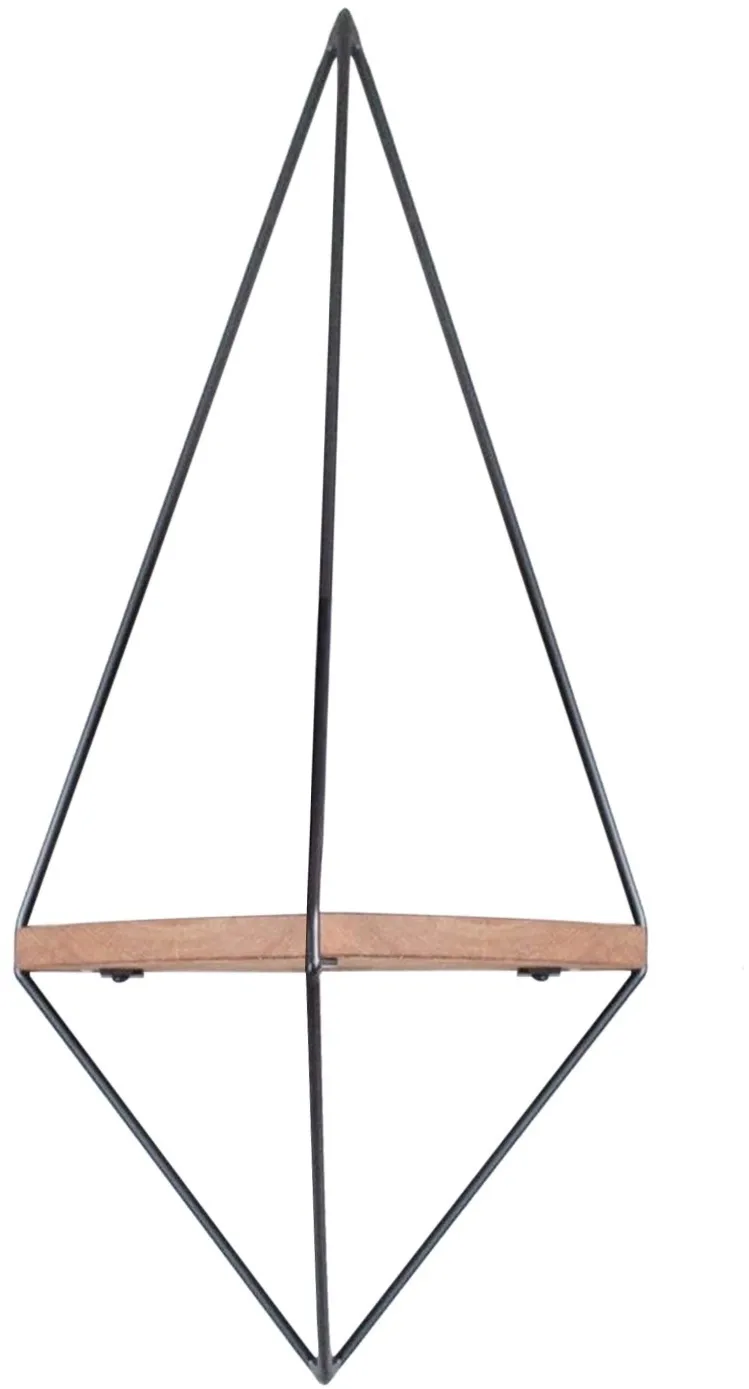 Raft de perete decorativ din lemn Hanah Home Wr039, Nuc / Negru