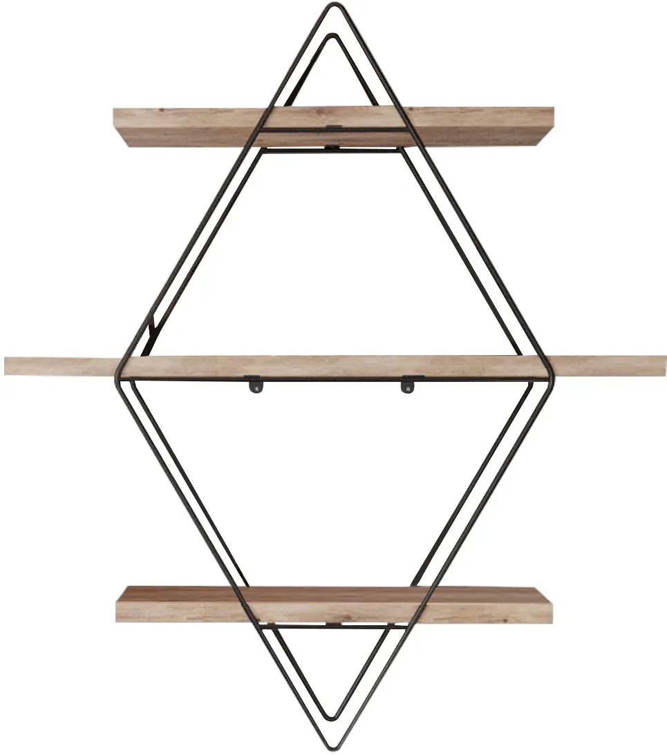Raft de perete Hanah Home Prizma Raf, Büyük Boy Salon Tipi 2, Auriu / Negru
