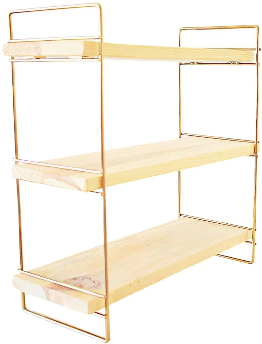 Raft de perete Hanah Home Masa Üstü 3 Katlı Organizer, Servis Rafı, Auriu / Maro