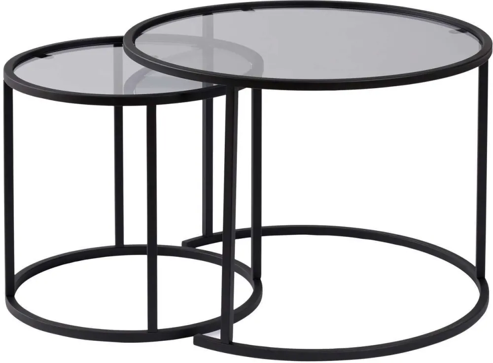 Set măsuțe de cafea Hanah Home Black-Grey-60-42, Negru