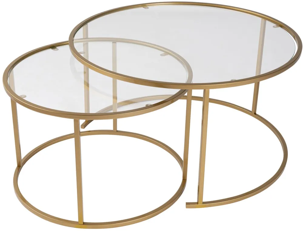 Set măsuțe de cafea Hanah Home Gold-Transparent-80-60, Auriu