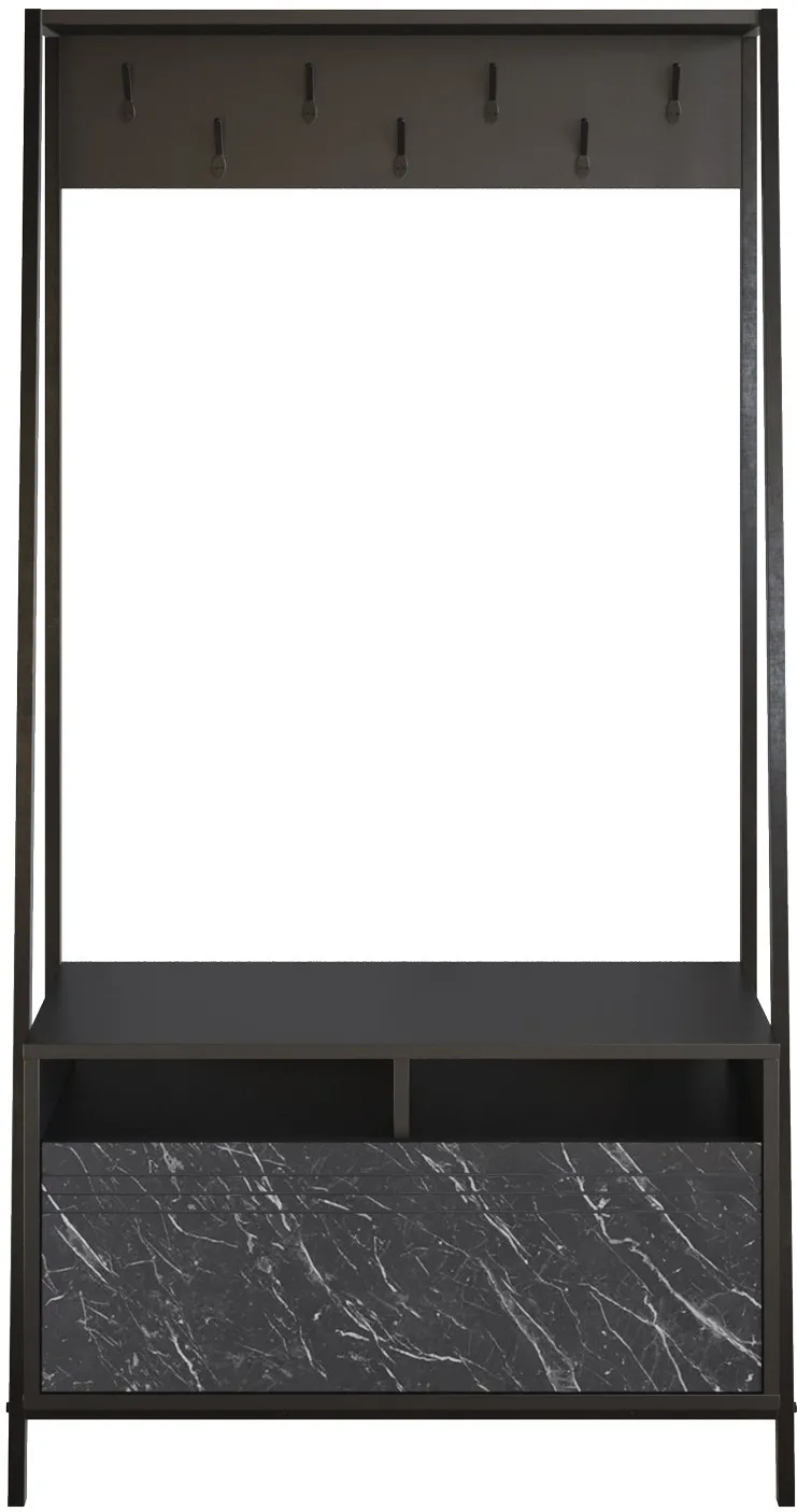 Cuier de hol Hanah Home Devin - Black, Negru / Marmură