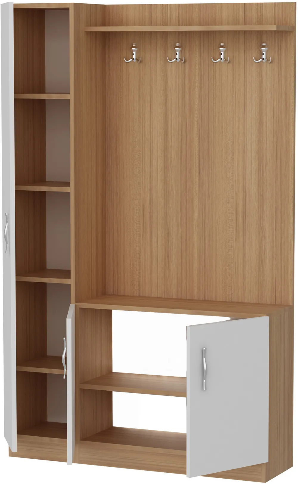 Cuier de hol Hanah Home Naturel - Teak, White, Alb / Tec
