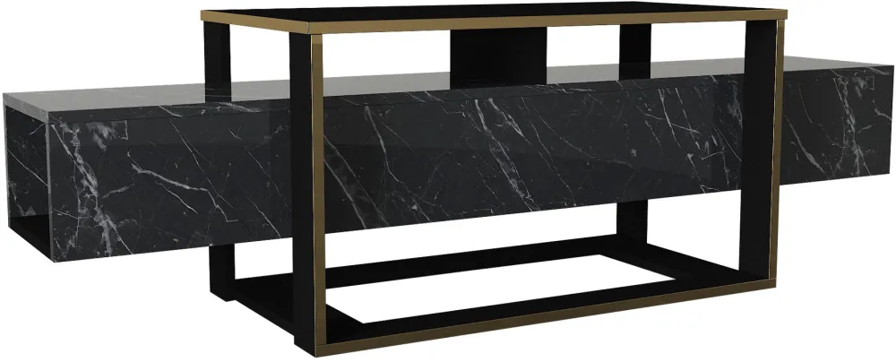 Comodă TV Hanah Home Bianco, Negru / Auriu