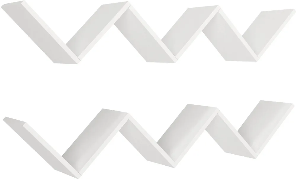 Raft de perete Hanah Home Zig Zag, Alb