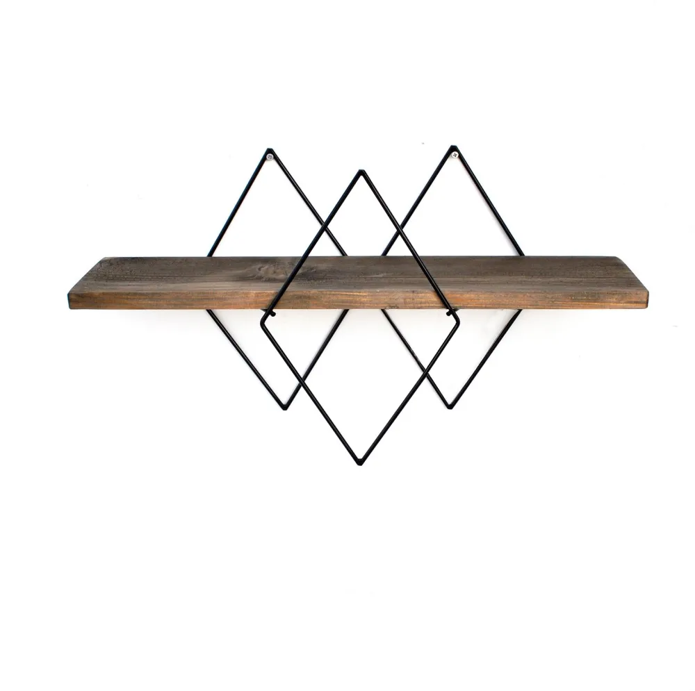 Raft de perete decorativ din lemn Hanah Home Wr033, Nuc / Negru