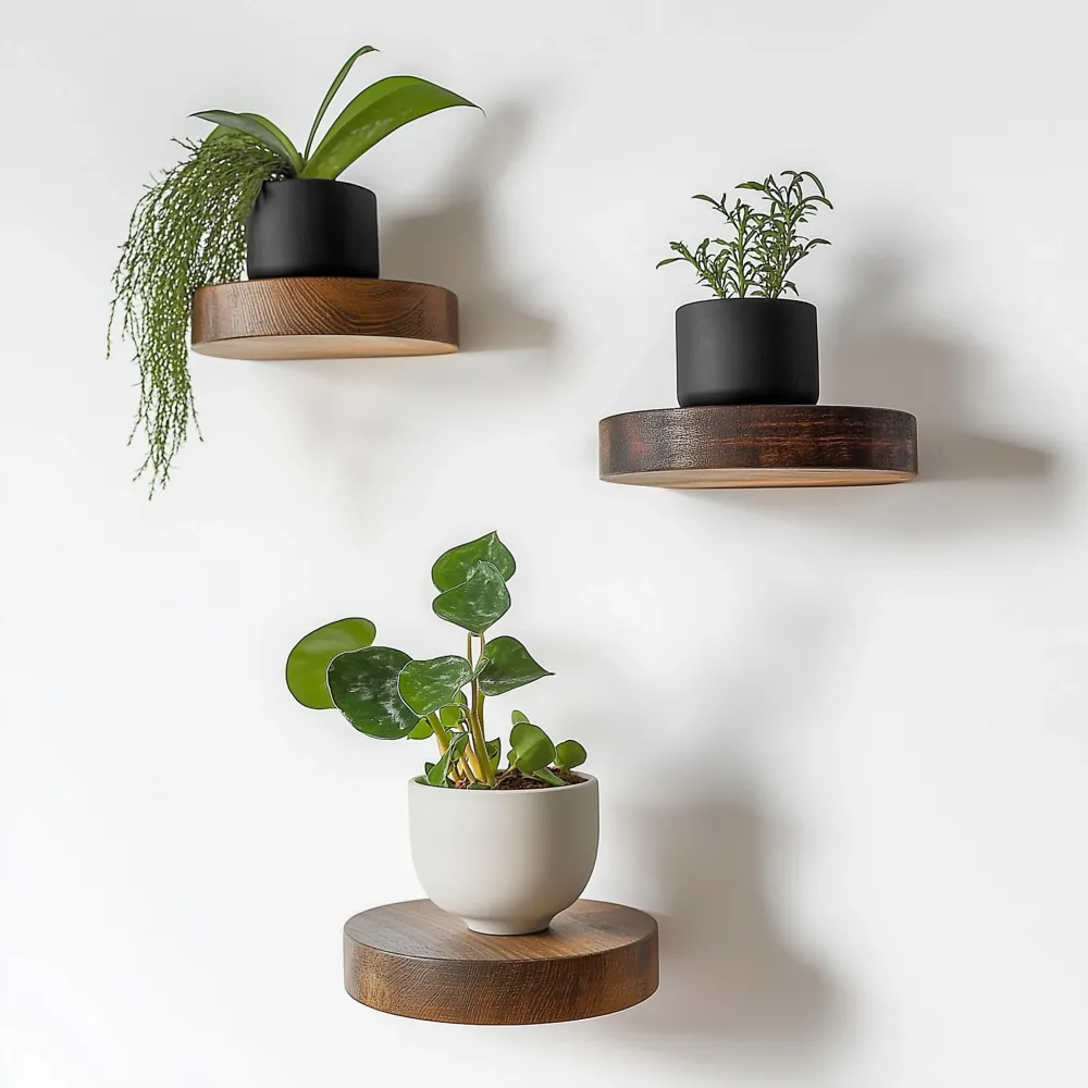 Raft de perete decorativ din lemn Hanah Home Raf283, Din lemn